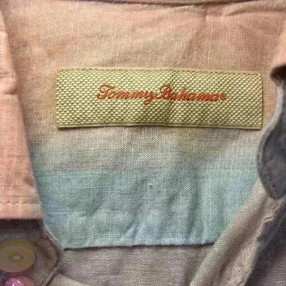 TOMMY BAHAMA 100% Linen Tropical Hawaiian Casual Long Sleeve Button Up Men Large - Picture 3 of 6